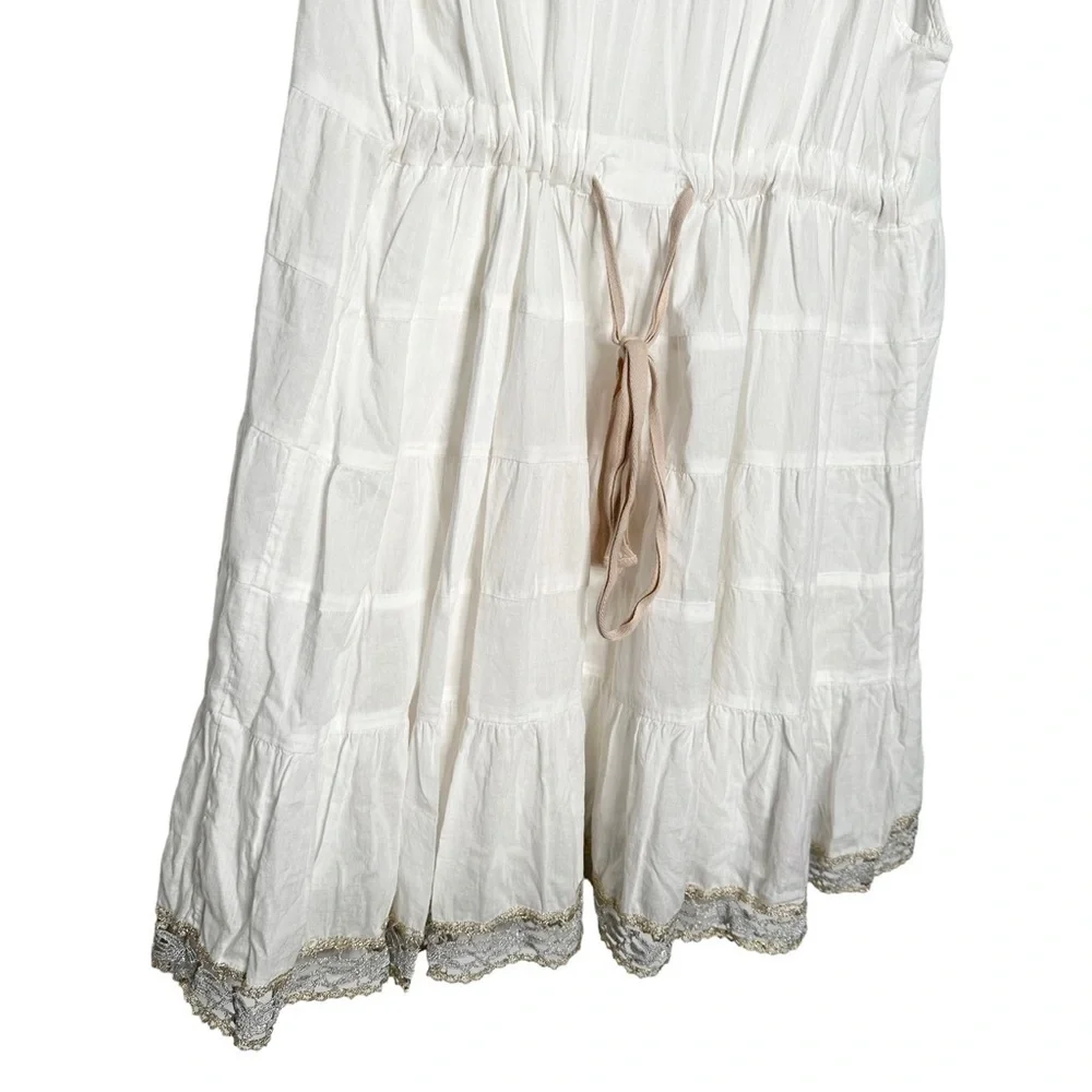 Free People | White Embellished Ruffle Tiered Tunic